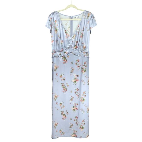 NWT Reformation Kaye Silk Midi Dress Melba Light Blue Size 16 Plus - Picture 2 of 16